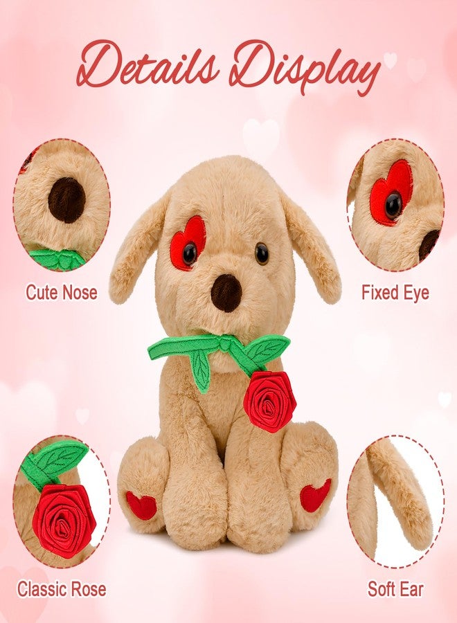 Donse Valentines Day Gifts for Her: 10 inch Funny Cute Plush Dog with Rose for Wife Fiancée Girlfriend Women Mom Kids Naughty Valentine's Stuffed Animals Romantic Gifts for Birthday Wedding Anniversary Xmas - Image 5